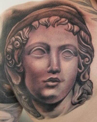 Scott Ford Tattoos - statue tattoo