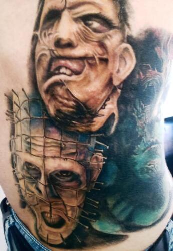 Scott Ford Tattoos - pin head and leather face