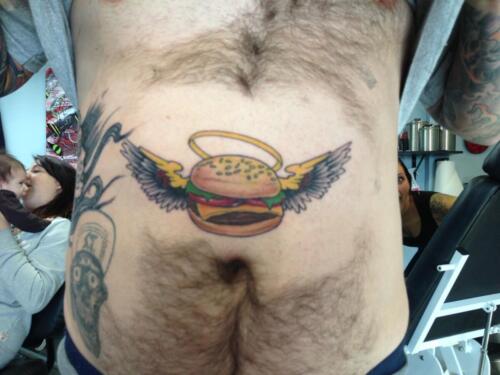 Mike Peace Tattoos - burger belly
