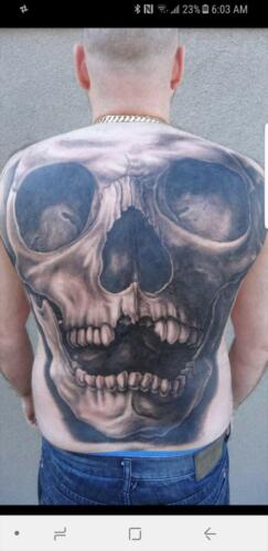 Scott Ford Tattoos - skull back piece