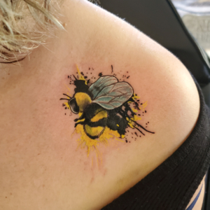 Tattoos by Tymm Cre8tions - paint splash bumble bee tattoo