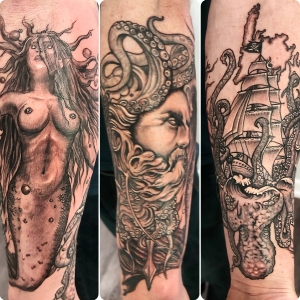 Paul Nye's Tattoo's-ocean scene